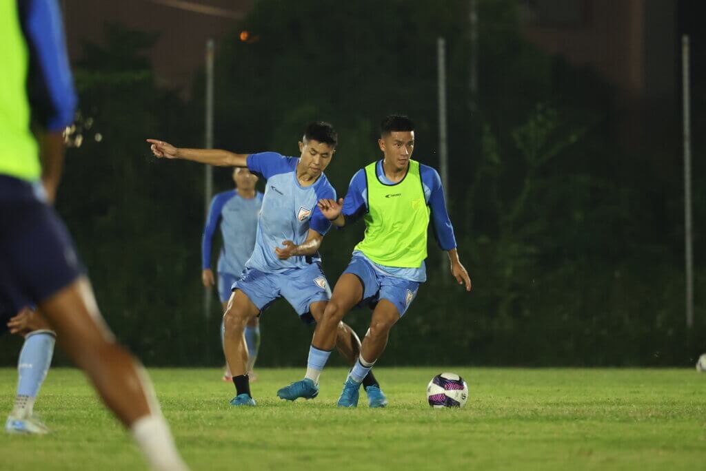 Tuyển Ấn Độ tích cực tập luyện. Ảnh: AIFF.