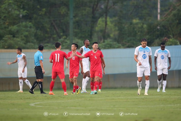 Sao trẻ Nguyễn Thái Sơn ghi bàn cho ĐT Việt Nam trước Nam Định. Ảnh: VFF.