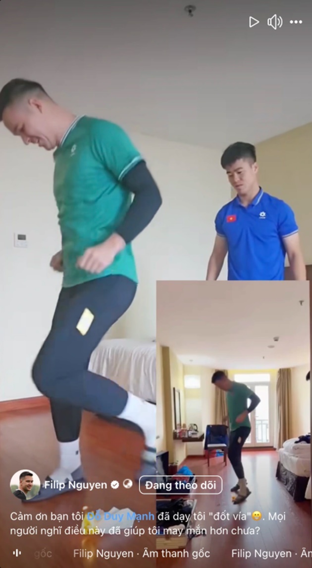 Duy Mạnh dạy Nguyễn Filip cách "đốt vía".