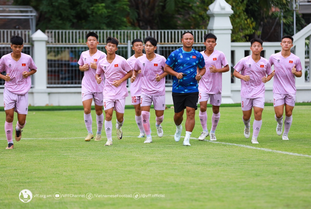 U16 Việt Nam tập luyện 1 ngày sau chiến thắng trước U16 Brunei. Ảnh: VFF.