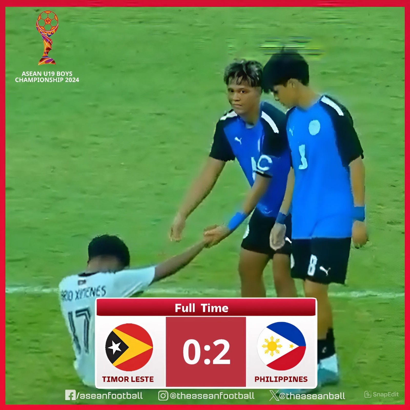 U19 Philippines đánh bại U19 Timor Leste ở lượt trận thứ 2 bảng A. Ảnh: ASEAN FOOTBALL.