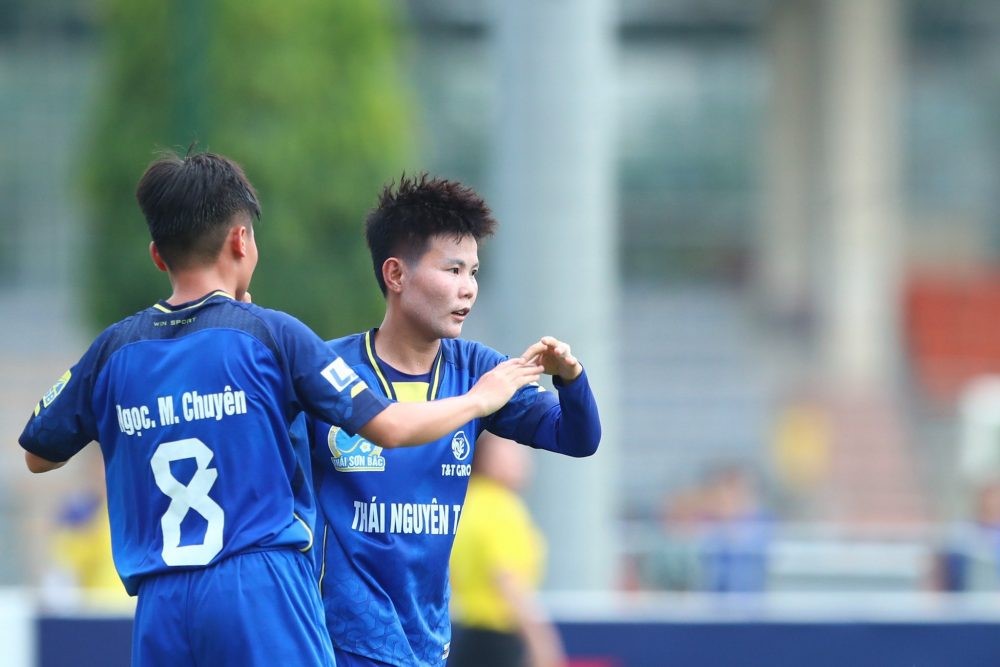 Thái Nguyên T&T tạm thời vươn lên vị trí thứ 2 trên bảng xếp hạng giải bóng đá nữ VĐQG 2024. Ảnh: VFF.
