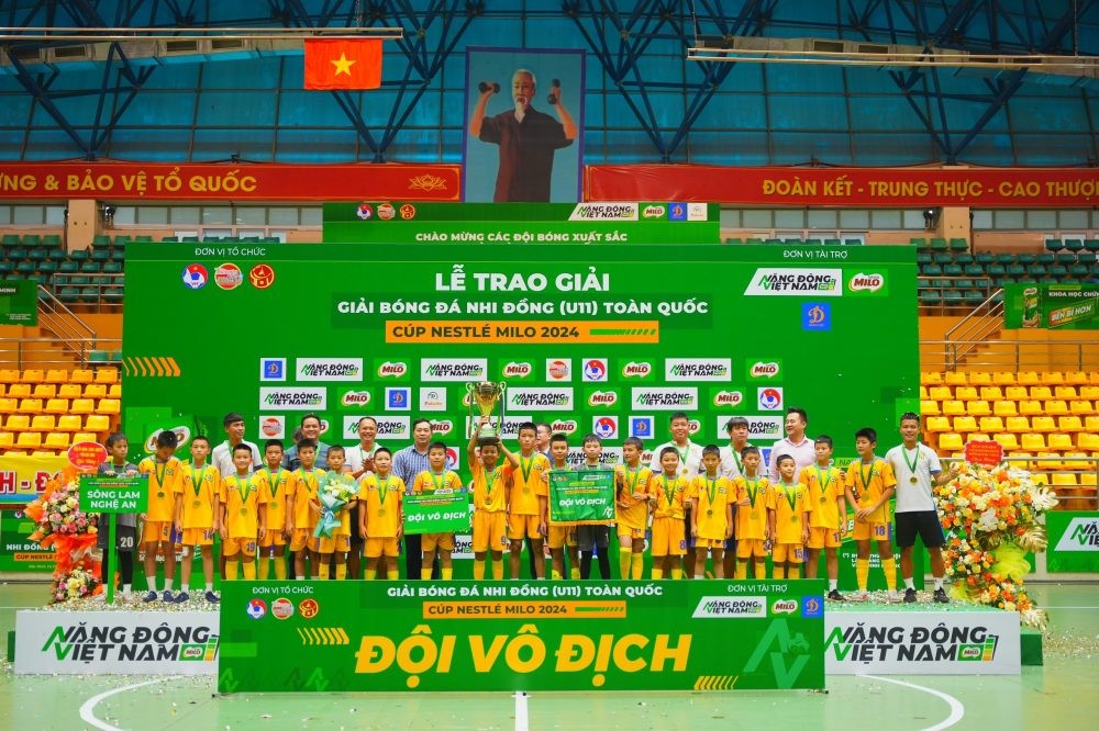 SLNA bị tước danh hiệu vô địch giải bóng đá Nhi đồng (U11) toàn quốc 2024. Ảnh: VFF.