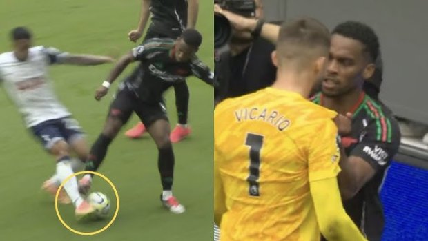 Pha bóng gây tranh cãi giữa Porro vs Timber.