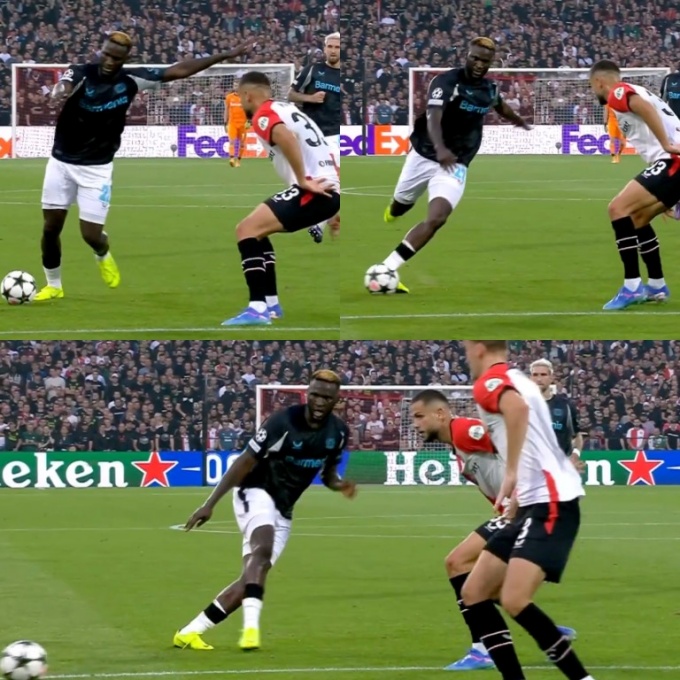 Pha bóng của Boniface mở ra bàn thắng thứ 2 cho Leverkusen trong trận.