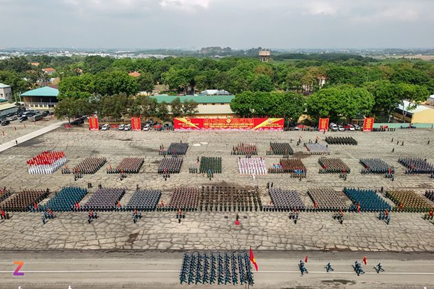 Buổi tổng hợp luyện diễu binh với góc nhìn từ trên cao. Ảnh: Znews