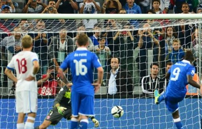 Kiểu đá đặc trưng của Balotelli.