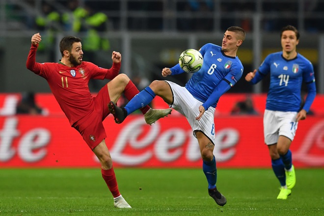 Pha tranh chấp giữa B.Silva và Marco Verratti.