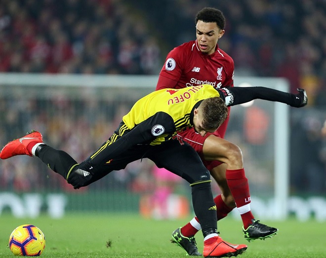 Alexander-Arnold đóng góp 3 kiến tạo trước Watford.