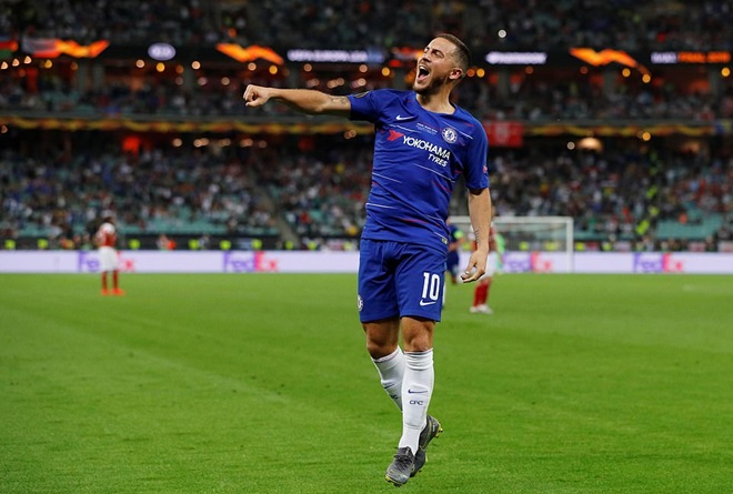 Hazard thăng hoa rực rỡ ở trận đấu cuối cùng trong màu áo The Blues. Màn trình diễn chói sáng từ H10 góp công lớn vào chức vô địch Europa League năm nay của Chelsea.