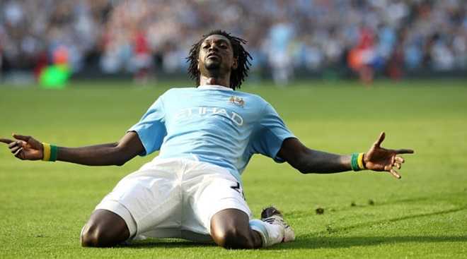 6. Emmanuel Adebayor. Adebayor được người hâm mộ Man City kỳ vọng sẽ tỏa sáng tại Etihad sau màn thể hiện thuyết phục cùng Arsenal. Thế nhưng, anh lại không thể tái hiện điều đó trong màu áo đội bóng thành Manchester. Ba năm gắn bó với Man City, Adebayor sở hữu 15 bàn, 34 trận đấu.