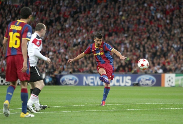Villa ghi bàn ở chung kết Champions League 2010/2011.