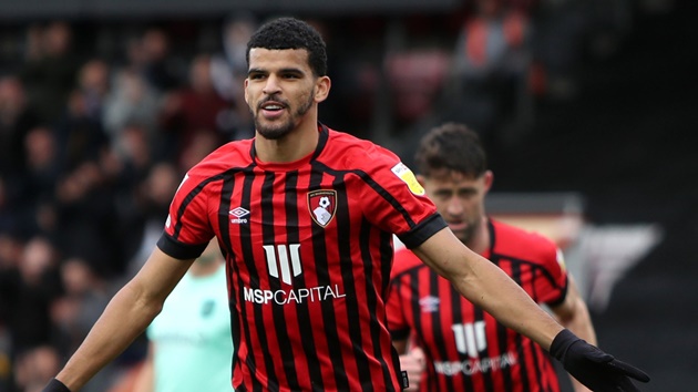 Solanke trong màu áo Bournemouth.