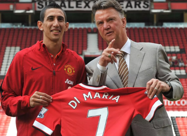 Di Maria và HLV Van Gaal.