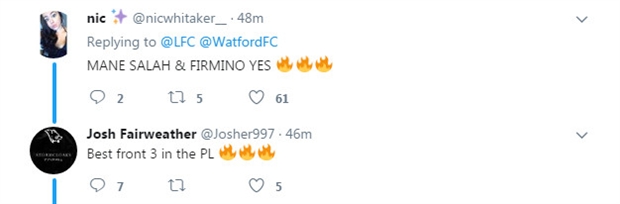 Các fan của Liverpool rất phấn khích với hàng công của Liverpool.