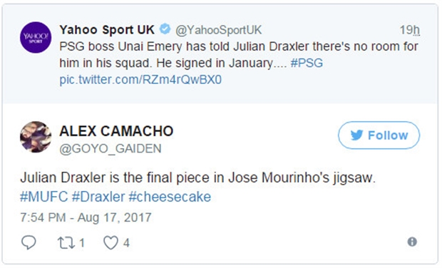 NHM Man Utd đang rất nóng lòng chờ Mourinho chiêu mộ Draxler.