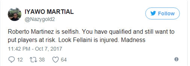 Fellaini chấn thương, và HLV Martinez là người đang phải nhận nhiều chỉ trích nhất.