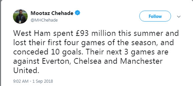 Hàng thủ đã để lọt lưới tới 10 bàn sau 4 trận của West Ham liệu có thể ngăn Everton, Chelsea và Man Utd ghi bàn?