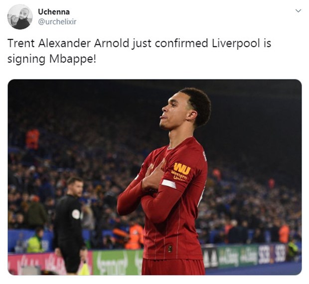 "Trent vừa xác nhận chúng ta đã có được chữ ký của Mbappe rồi."
