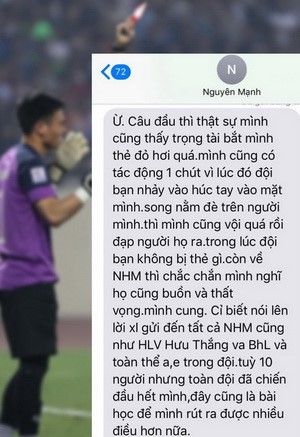 Nguyên Mạnh xin lỗi người hâm mộ.