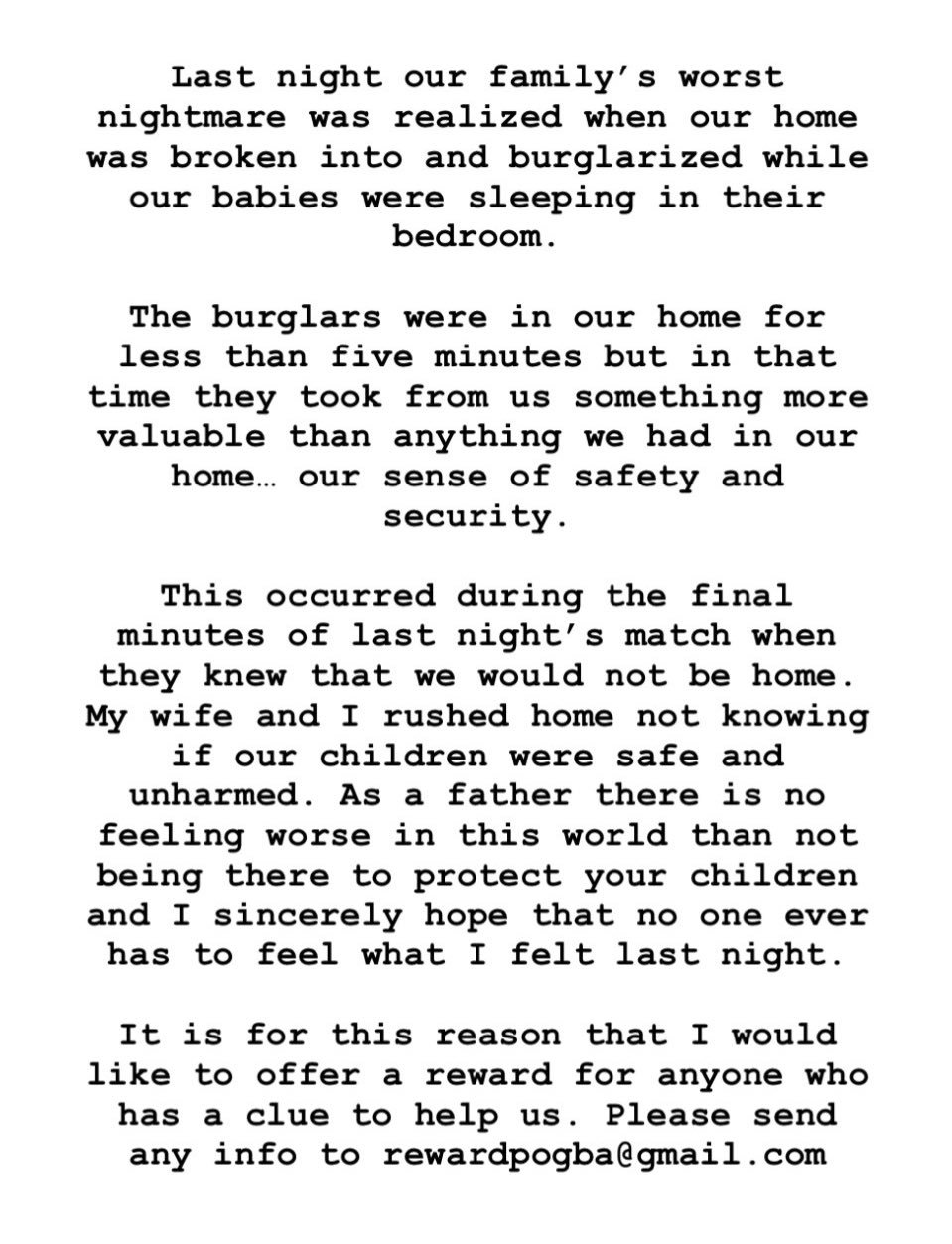 Anh treo thưởng cho ai có manh mối bắt được kẻ trộm