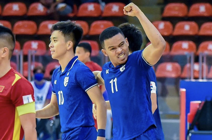 Muhammad tỏa sáng rực rỡ với một cú đúp. Anh đã có 10 bàn thắng ở giải lần này. Ảnh: Futsal Thailand.