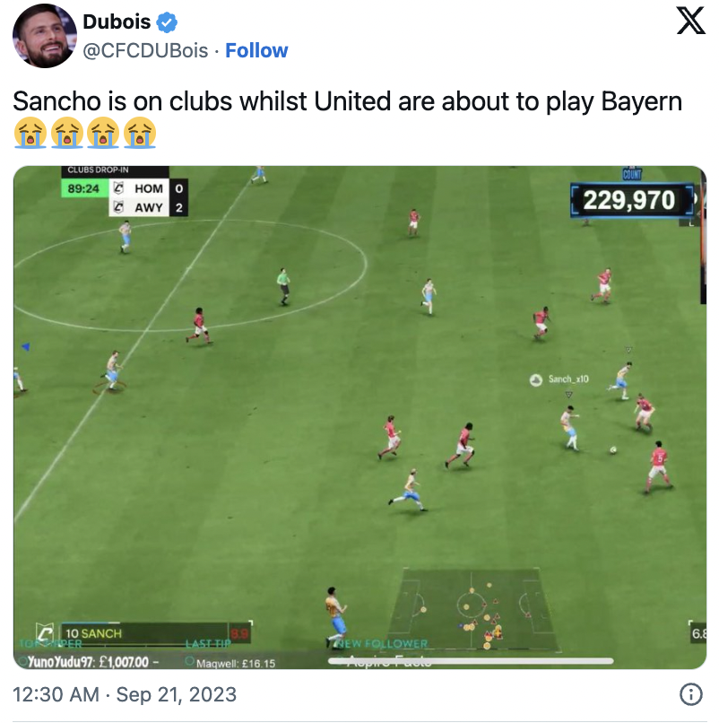 Ảnh bài viết Sancho chơi game trước khi Man United nếm đắng ở hang "Hùm xám"