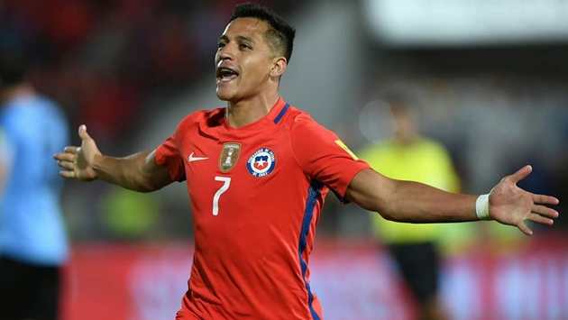 1. Alexis Sanchez: Tiền đạo thuộc biên chế Manchester United đang có số lần ra sân nhiều nhất trong màu áo đội tuyển quốc gia. Tổng cộng, sau 13 năm, Sanchez đã có 131 lần được các HLV tại đội tuyển Chile sử dụng.
