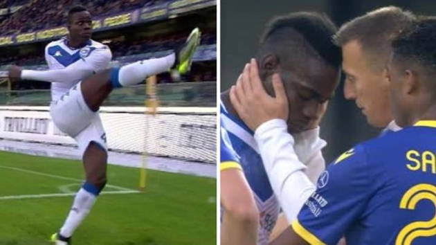 Tức giận vì các Tifosi của Hellas Verona có lời lẽ phân biệt chủng tộc, Mario Balotelli đã sút bóng lên khán đài và rời khỏi sân. Ngay lập tức, anh đã được cầu thủ của Brescia và Hellas Verona tiến đến động viên.