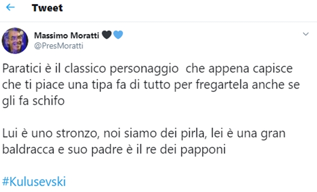 Một tài khoản mạo danh cựu Chủ tịch Massimo Moratti để chửi rủa Fabio Paratici.