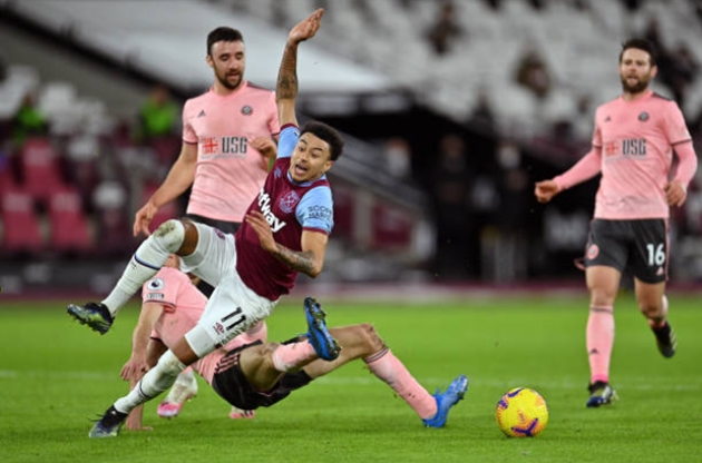 Phút thứ 40, anh đã bị Chris Basham phạm lỗi trong vòng cấm của Sheffield. Từ khoảng cách 11 mét, Declan Rice đã mở tỷ số cho West Ham.