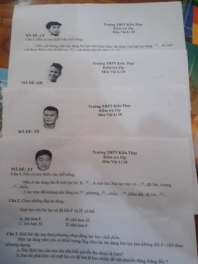 Đề thi vật lý xuất hiện nhiều tuyển thủ ĐT Việt Nam.