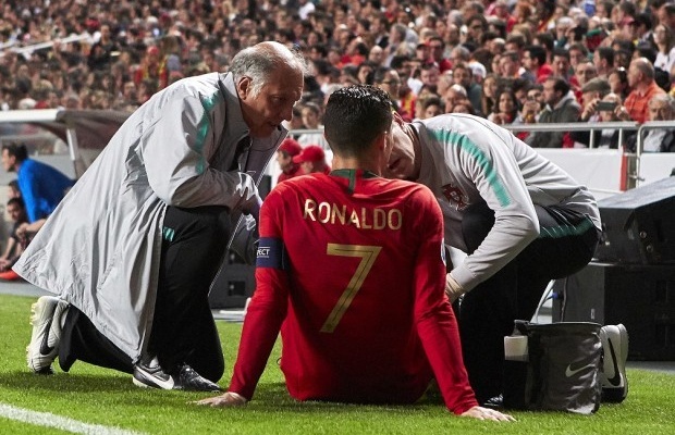Ronaldo dính chấn thương kể từ khi trở về thi đấu cho tuyển Bồ Đào Nha vào tháng 3/2019.