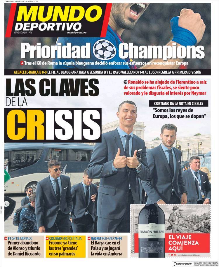 Hình ảnh Real trở về trên trang nhất Mundo Deportivo.