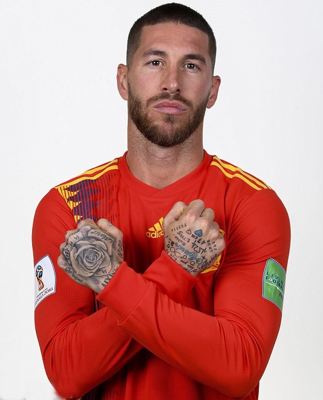 Ramos nổi tiếng là người "nghiện" xăm.