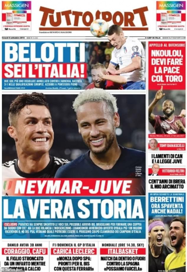 Juventus muốn tạo nên cặp đôi tấn công Ronaldo-Neymar.