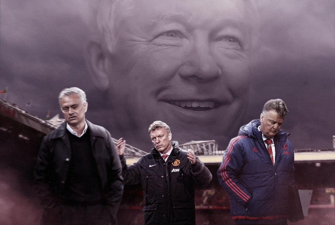David Moyes, Louis van Gaal và Jose Mourinho tới tiếp quản nhưng đều không thành công và sớm phải ra đi sau một thời gian ngắn gắn bó.