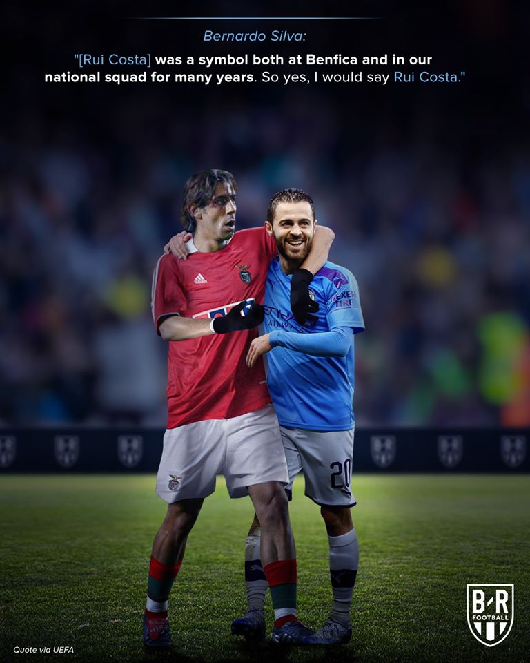Bernardo Silva: "Rui Costa là hình mẫu ở Benfica và ĐTQG trong nhiều năm. Vì thế, tôi ngưỡng mộ anh ấy."