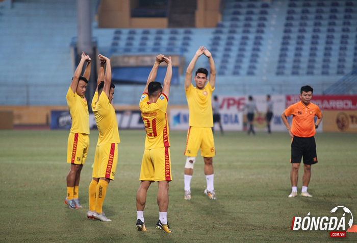 Các cầu thủ Thanh Hoá đã sẵn sàng cho trận đấu. Ảnh: Minh Anh.