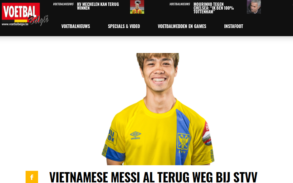 Trang Voetbalbelgie đưa thông tin về Công Phượng đang được CLB TP.HCM đàm phán đưa về Việt Nam.