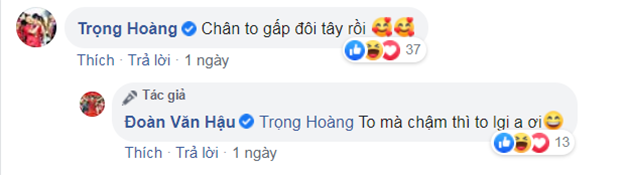 Hậu vệ Nguyễn Trọng Hoàng nhân định: "Chân to gấp đôi tây rồi".