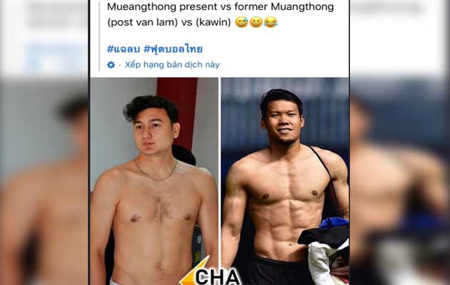 CĐV Thái Lan so sánh cơ bắp của Văn Lâm và Kawin.