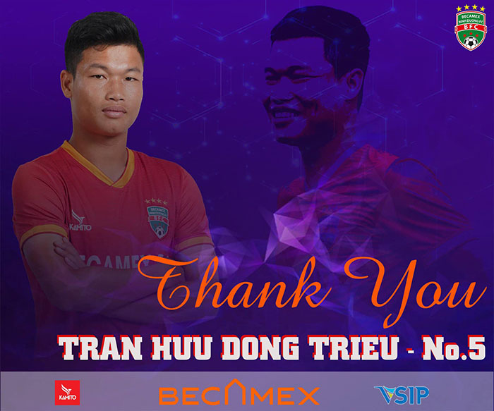 Trong một diễn biến khác, B.Bình Dương cũng chia tay tiền vệ Trần Hữu Đông Triều. Ảnh: Fanpage B.Bình Dương.