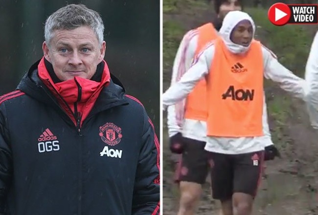 Ashley Young tỏ ra nghiêm khắc ngay cả trong những buổi tập.
