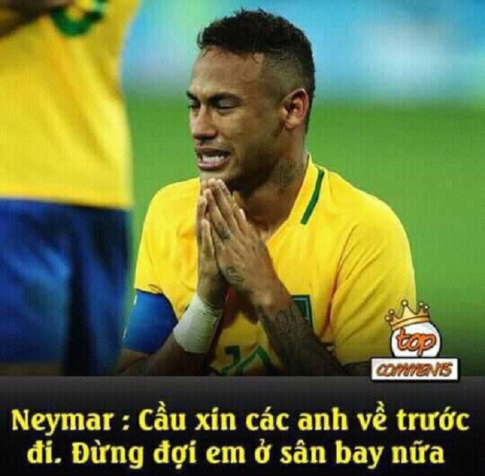 Neymar 'cầu xin' các ngôi sao đừng đón mình.
