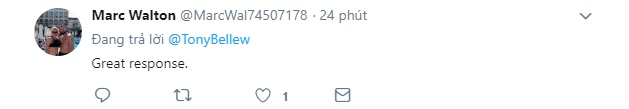 "Phản hồi tuyệt vời."