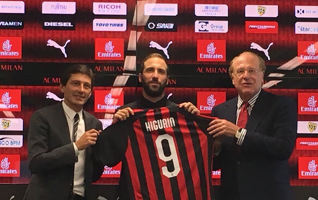 9. Gonzalo Higuain. Tương tự Torres, Higuain cũng chỉ có đúng nửa đầu mùa 2018/19 chơi bóng cho Milan, bất chấp từng được kỳ vọng rất nhiều.