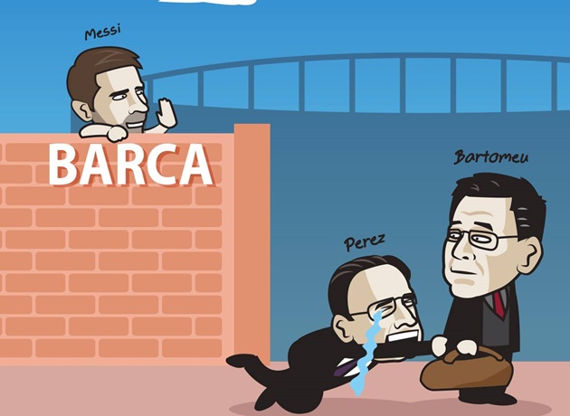 Bartomeu từ chức, tình hình Barca có khả năng tươi sáng hơn, cộng đồng mạng hài hước chế ảnh chủ tịch Florentino Perez của kình địch Real Madrid buồn rầu.