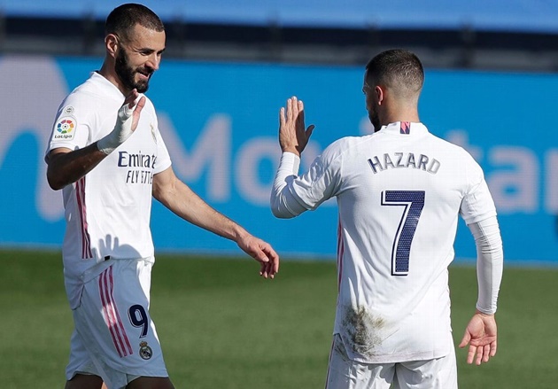 Phía đội chủ nhà, cặp đôi Karim Benzema - Eden Hazard có màn chạy đà suôn sẻ trước trận đánh lớn. Đối đầu SD Huesca ở La Liga, nếu như Hazard lập siêu phẩm mở tỷ số, thì Benzema có cho riêng mình cú đúp.