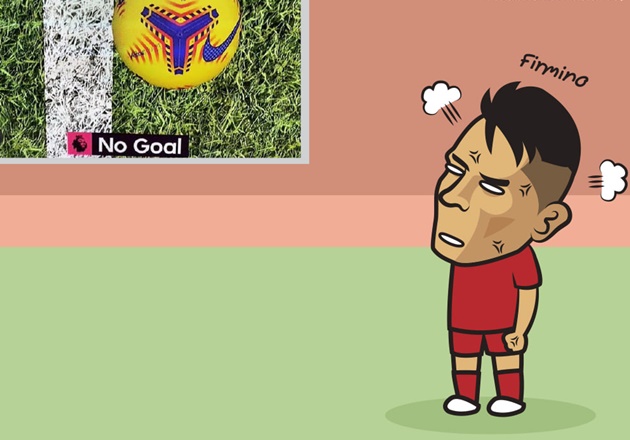 1 tình huống đáng chú ý trong trận là pha bóng Roberto Firmino chỉ cách bàn thắng 1 cm.